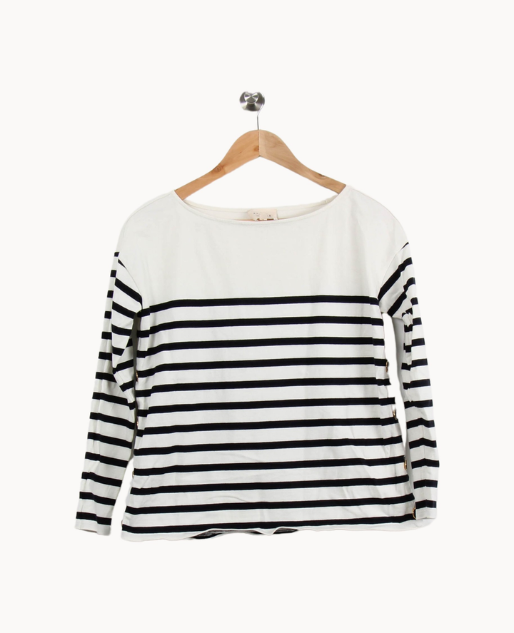 Marinière Blanche et Noire - Taille XXS/32 de la marque Sézane | PARAD50078 - Vendu par Paradigme - Image 2