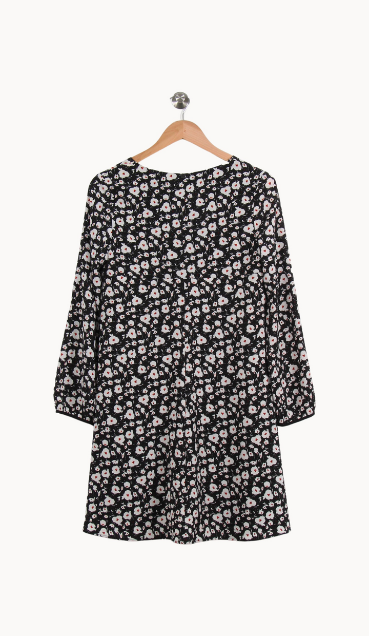 Robe Fleurie Noire et Blanche - Taille XS/34 de la marque I.Code | PARAD67331 - Vendu par Paradigme - Image 4