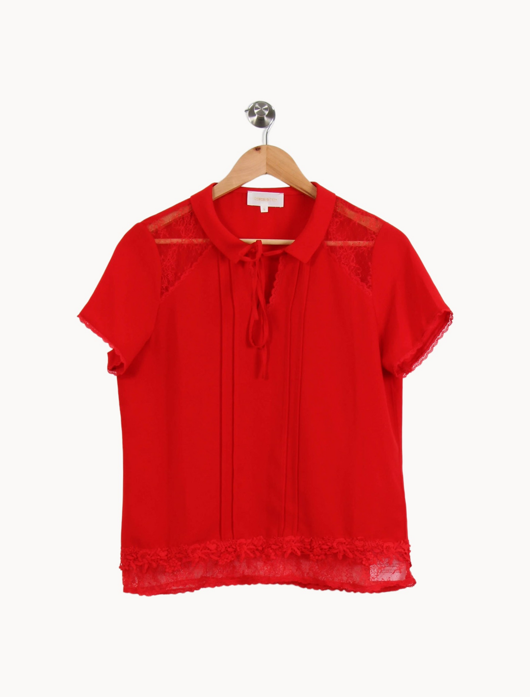 Blouse en dentelle rouge - Taille S/36 de la marque Grace & Mila | PARAD53451 - Vendu par Paradigme - Image 2