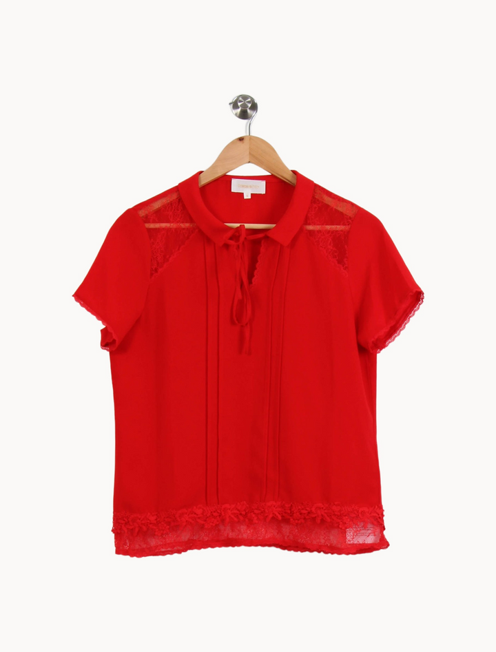Blouse en dentelle rouge - Taille S/36 de la marque Grace & Mila | PARAD53451 - Vendu par Paradigme - Image 2