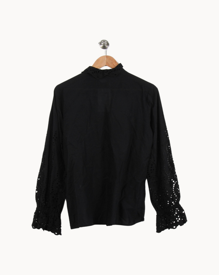 Chemise noire brodée - Taille XL/42 de la marque Caroll | PARAD42544 - Vendu par Paradigme - Image 4