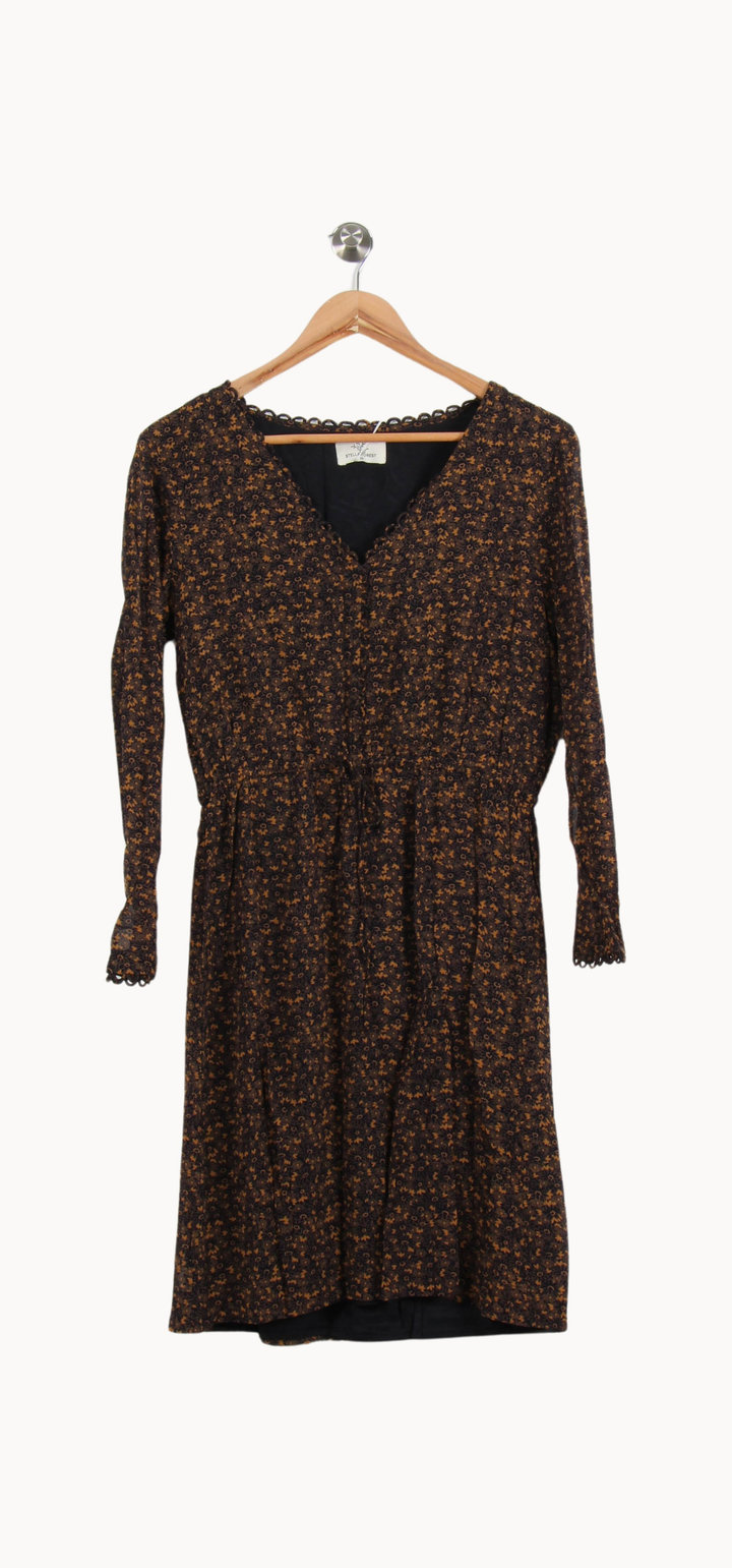 Robe Fleurie Noire et Jaune - Taille M/38 de la marque Stella Forest | PARAD62321 - Vendu par Paradigme - Image 2
