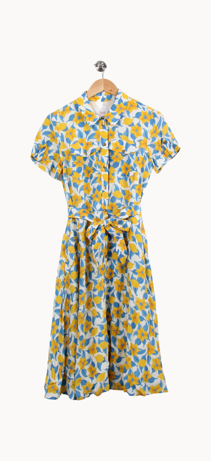 Robe Chemise Jaune et Bleue - Taille M/38 de la marque Soi Paris | PARAD53389 - Vendu par Paradigme - Image 2