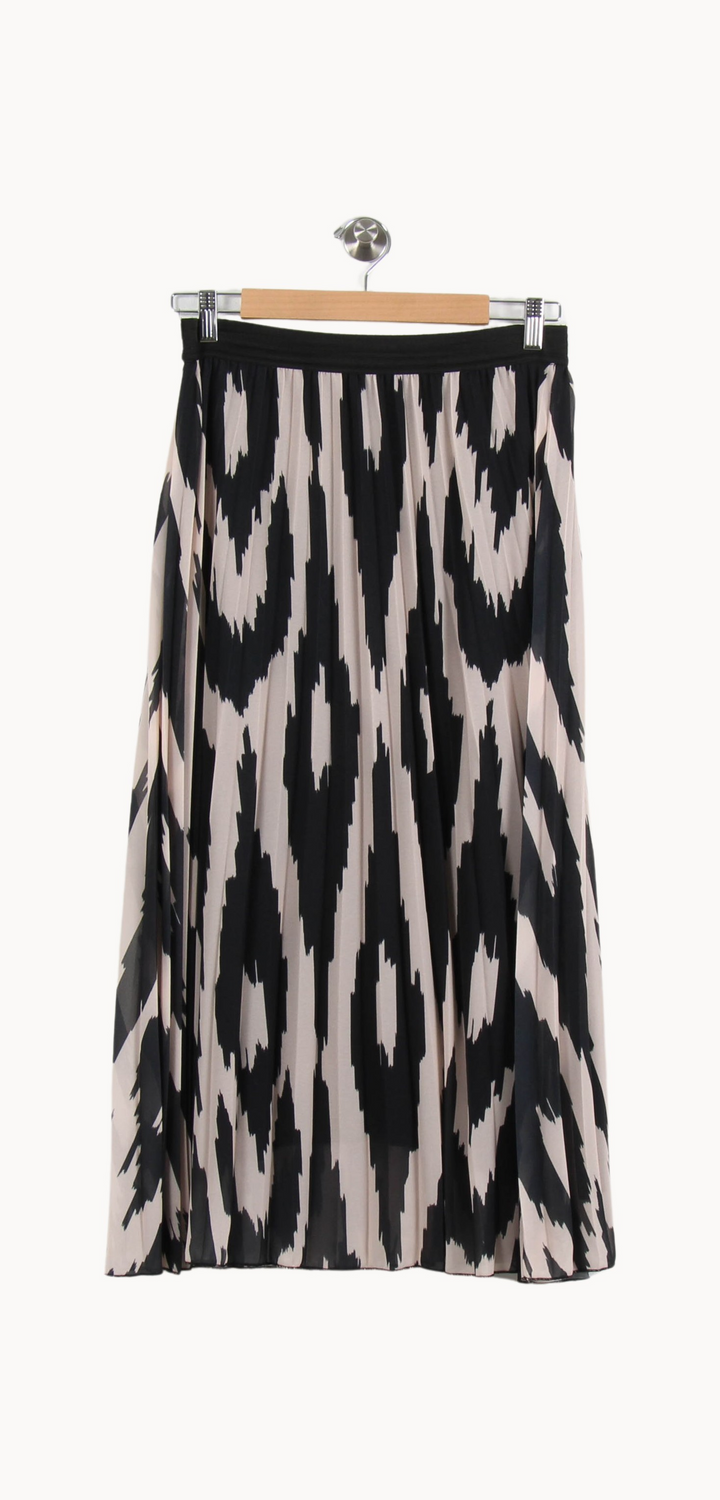 Jupe Plissée Noire et Beige - Taille L/40 de la marque La Fée Maraboutée | PARAD67171 - Vendu par Paradigme - Image 4
