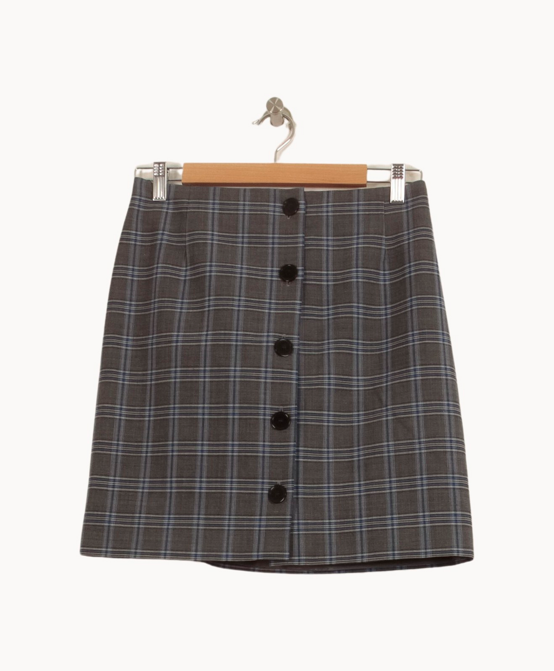 Jupe Portefeuille Grise à Carreaux - Taille M/38 de la marque Claudie Pierlot | PARAD44581 - Vendu par Paradigme - Image 2