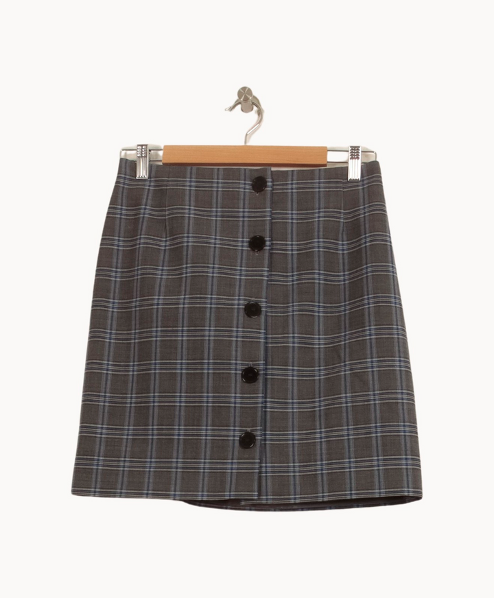 Jupe Portefeuille Grise à Carreaux - Taille M/38 de la marque Claudie Pierlot | PARAD44581 - Vendu par Paradigme - Image 2