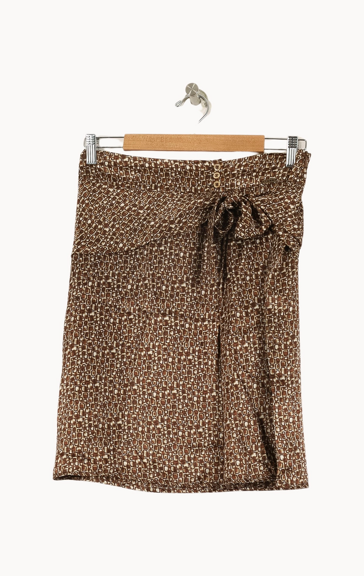 Jupe Portefeuille Marron et Beige - Taille M/38 de la marque IKKS | PARAD52203 - Vendu par Paradigme - Image 2