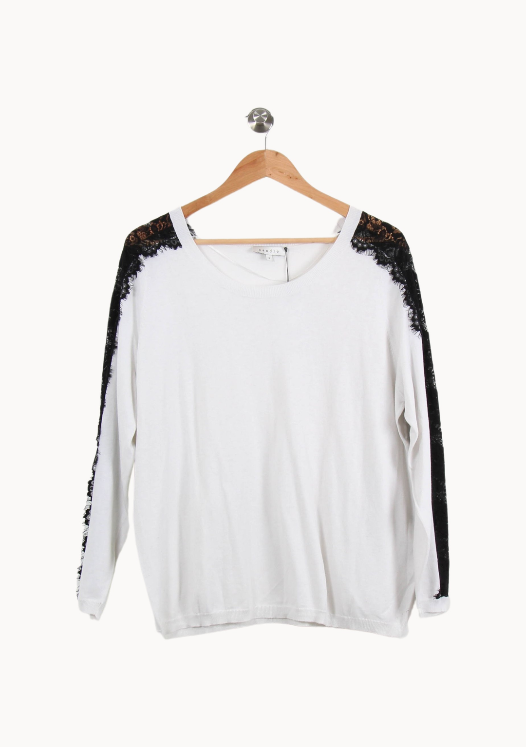 Pull Blanc et Noir - Taille L/40 de la marque Sandro | PARAD69207 - Vendu par Paradigme - Image 2