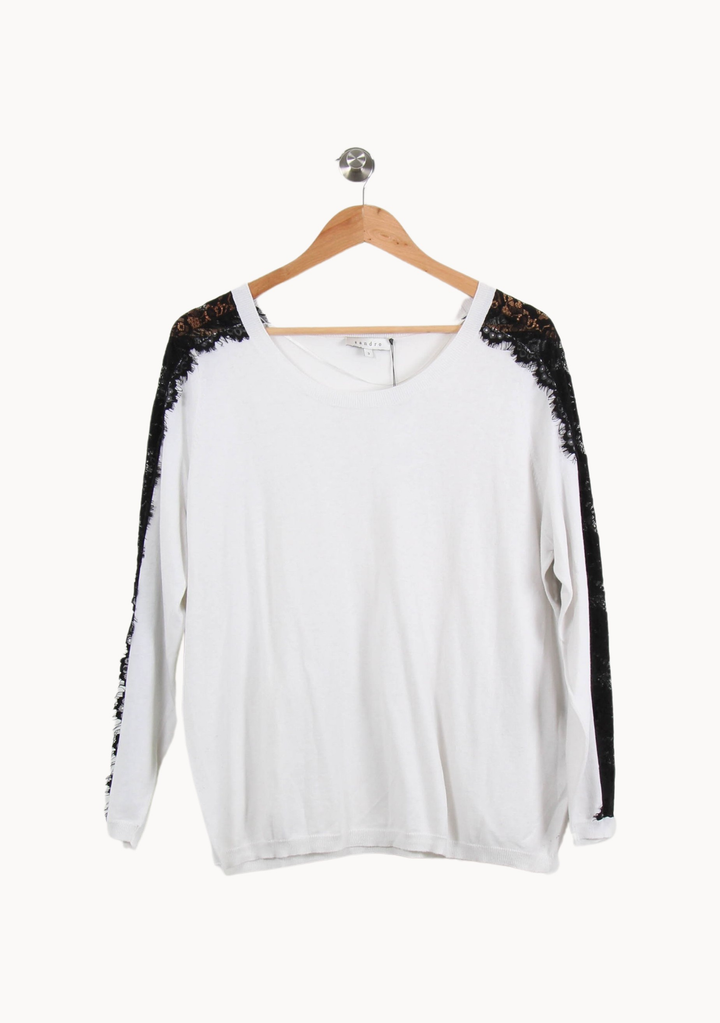 Pull Blanc et Noir - Taille L/40 de la marque Sandro | PARAD69207 - Vendu par Paradigme - Image 2