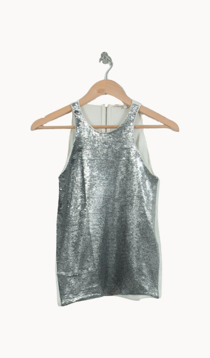 Débardeur Argenté et Blanc - Taille XS/34 de la marque Maje | PARAD53236 - Vendu par Paradigme - Image 2