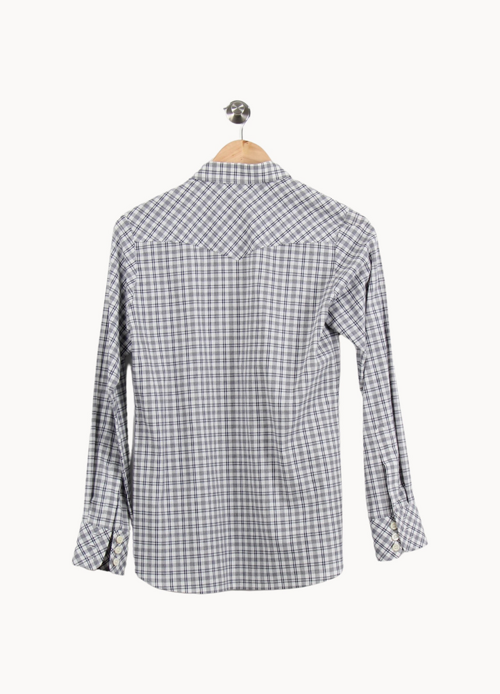 Chemise à Carreaux Blanche et Bleue - Taille S/36 de la marque Ines de la Fressange Paris | PARAD69017 - Vendu par Paradigme - Image 4