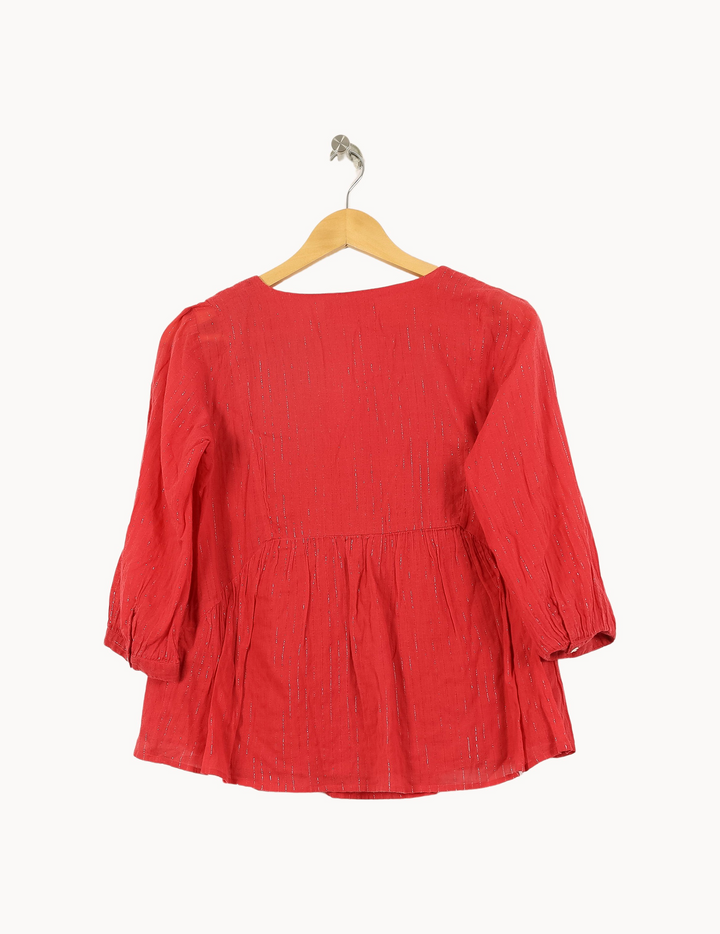 Blouse Rouge - Taille XS/34 de la marque ba&sh | PARAD68953 - Vendu par Paradigme - Image 4