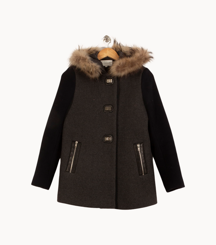 Duffle-coat Gris et Noir - Taille S/36 de la marque Sandro | PARAD63090 - Vendu par Paradigme - Image 2