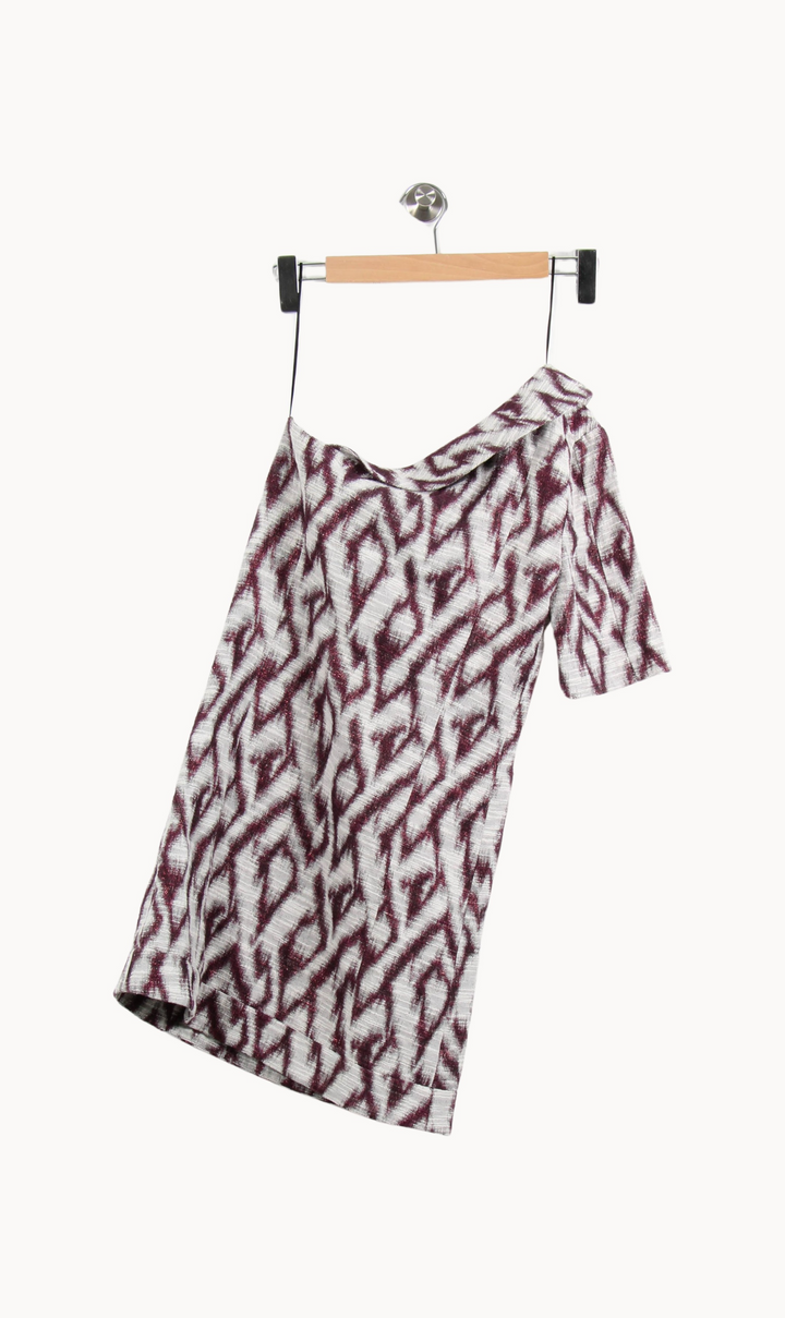 Robe Asymétrique Blanche et Bordeaux - Taille XS/34 de la marque ba&sh | PARAD42081 - Vendu par Paradigme - Image 2