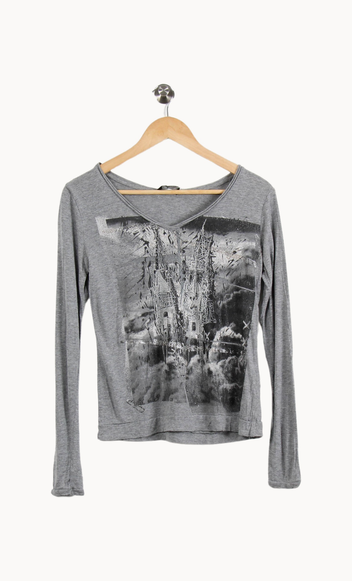 Tee-shirt Manches Longues Gris - Taille M/38 de la marque One Step | PARAD67369 - Vendu par Paradigme - Image 2