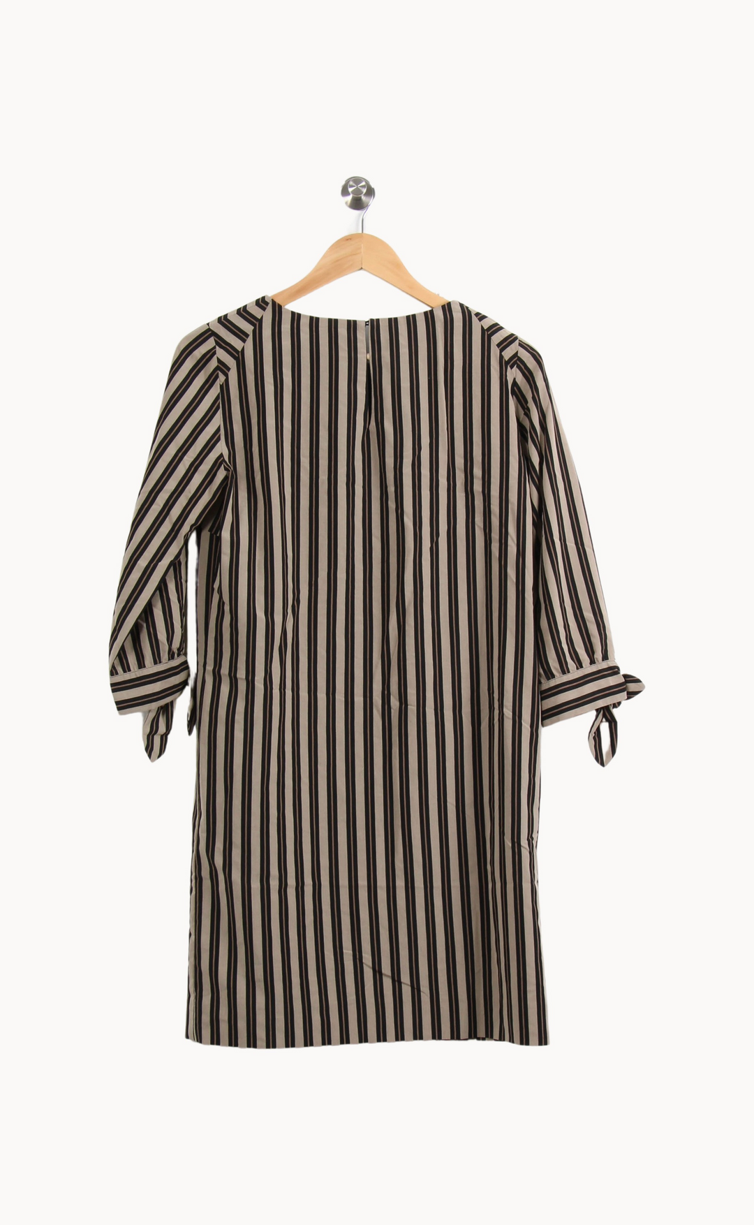 Robe Droite Rayée Noire et Beige - Taille S/36 de la marque Caroll | PARAD39567 - Vendu par Paradigme - Image 4