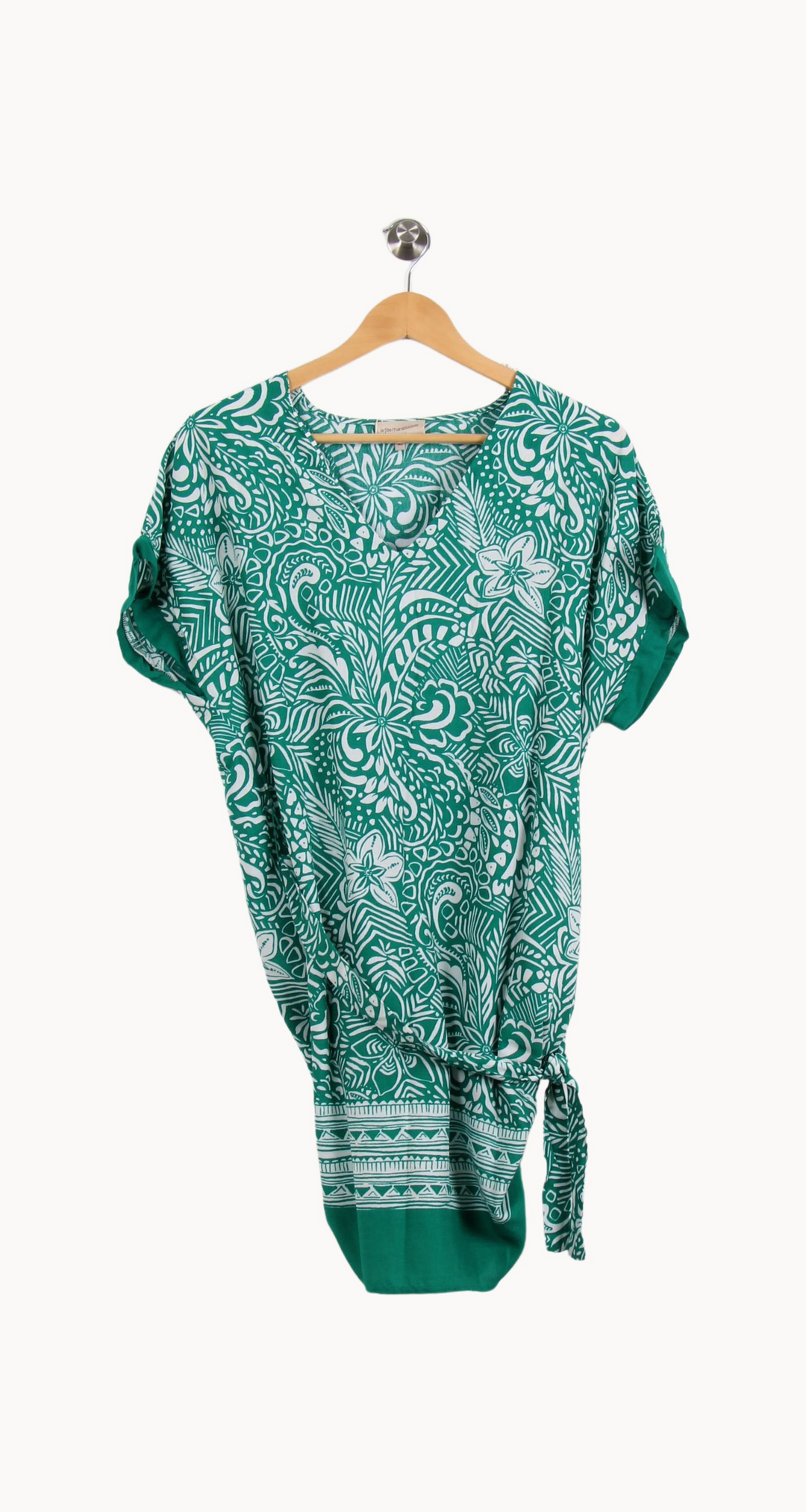 Robe Courte Verte et Blanche - Taille L/40 de la marque La Fée Maraboutée | PARAD67168 - Vendu par Paradigme - Image 4