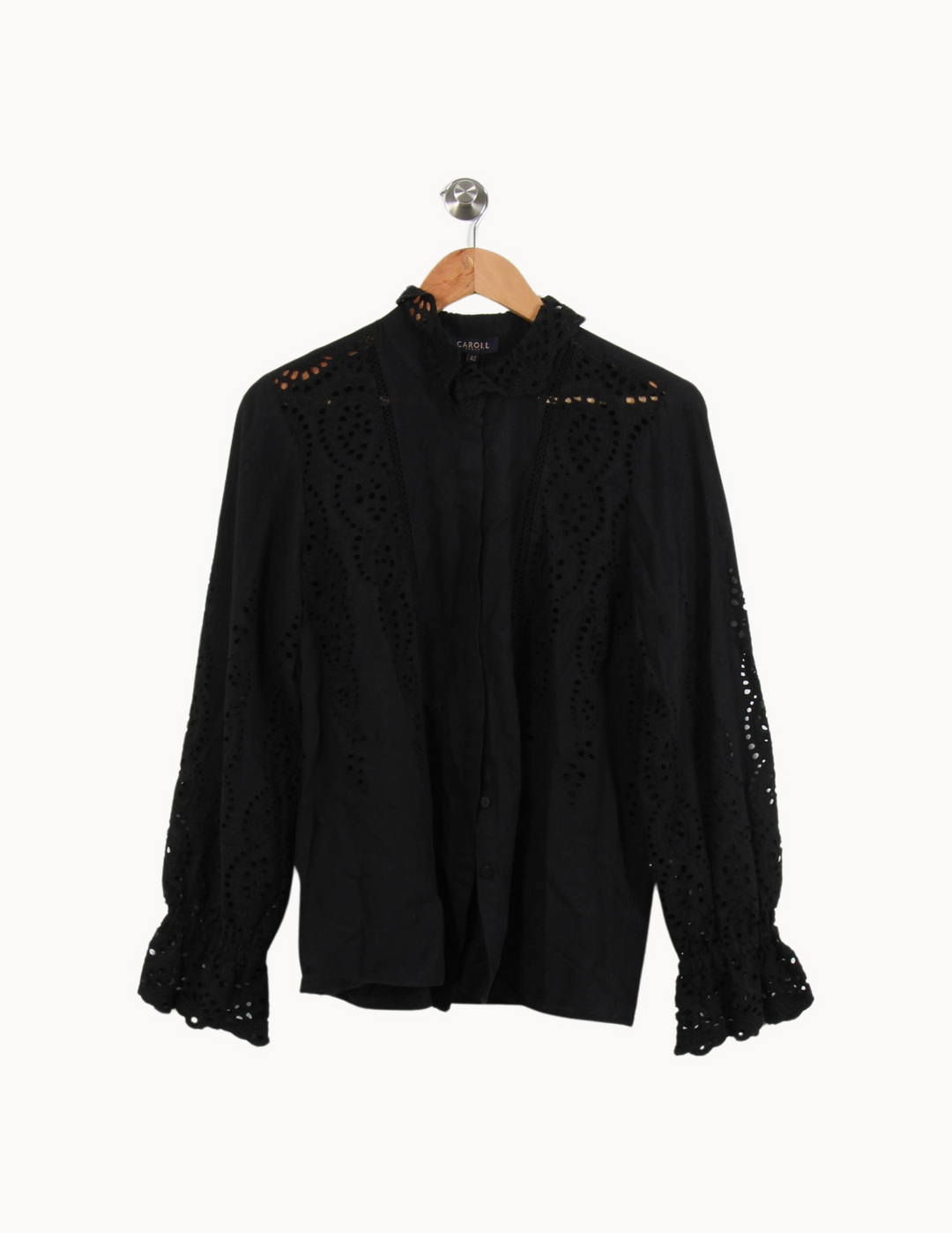 Chemise noire brodée - Taille XL/42 de la marque Caroll | PARAD42544 - Vendu par Paradigme - Image 2