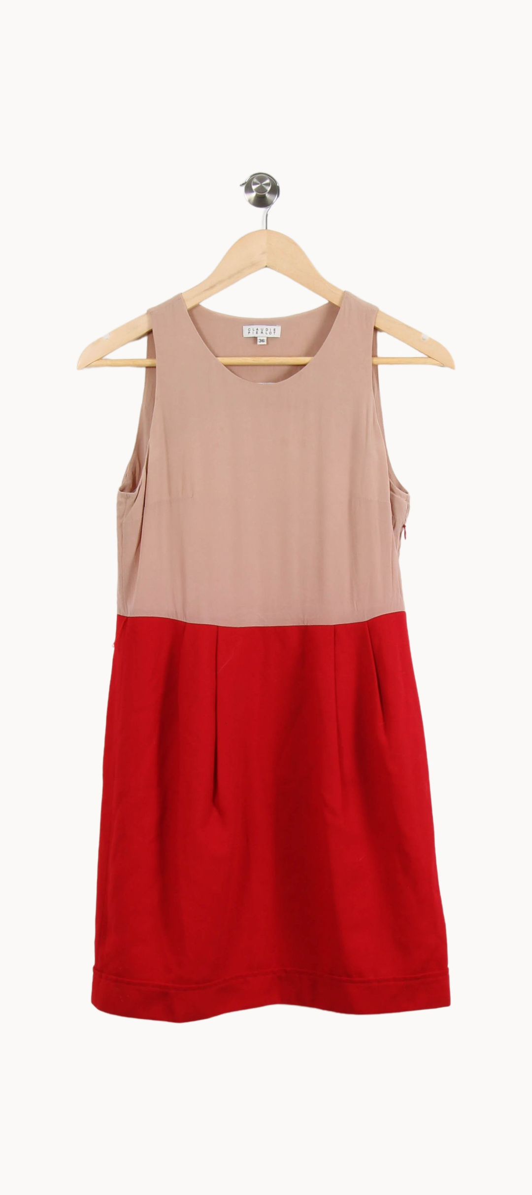Robe Sans Manches Beige et Rouge - Taille S/36 de la marque Claudie Pierlot | PARAD69005 - Vendu par Paradigme - Image 2
