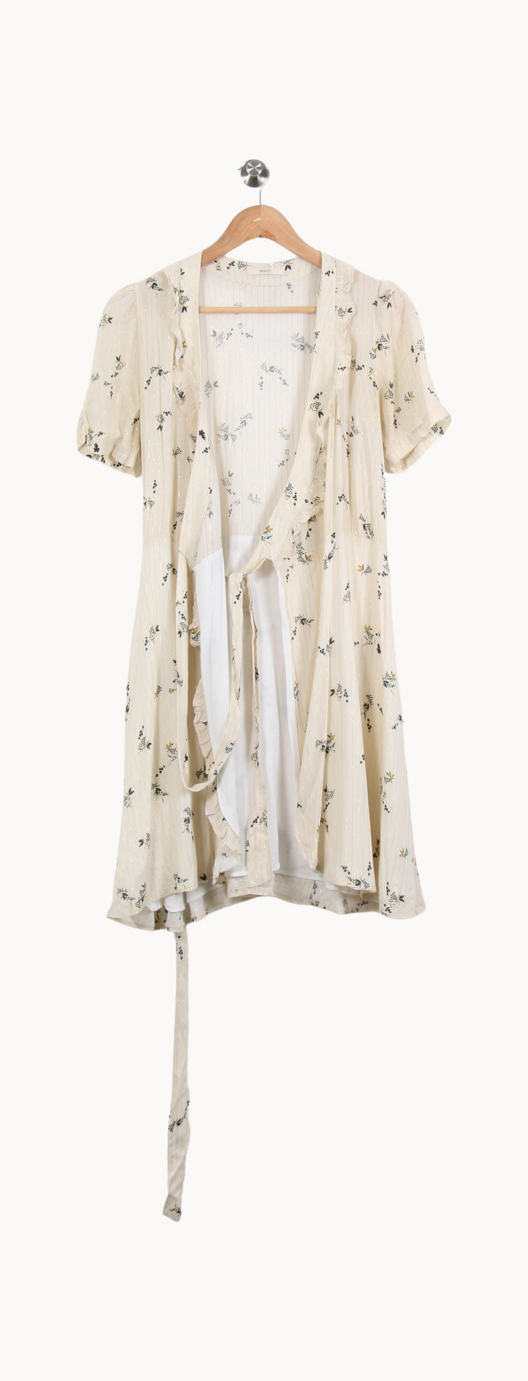 Robe Courte Écrue à Fleurs - Taille M/38 de la marque Sessùn | PARAD67030 - Vendu par Paradigme - Image 2