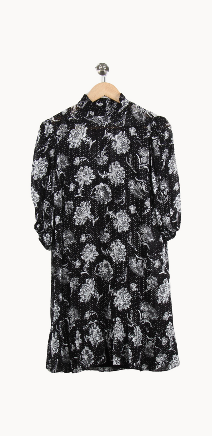 Robe Fleurie Noire et Blanche - Taille S/36 de la marque The Kooples | PARAD65057 - Vendu par Paradigme - Image 2