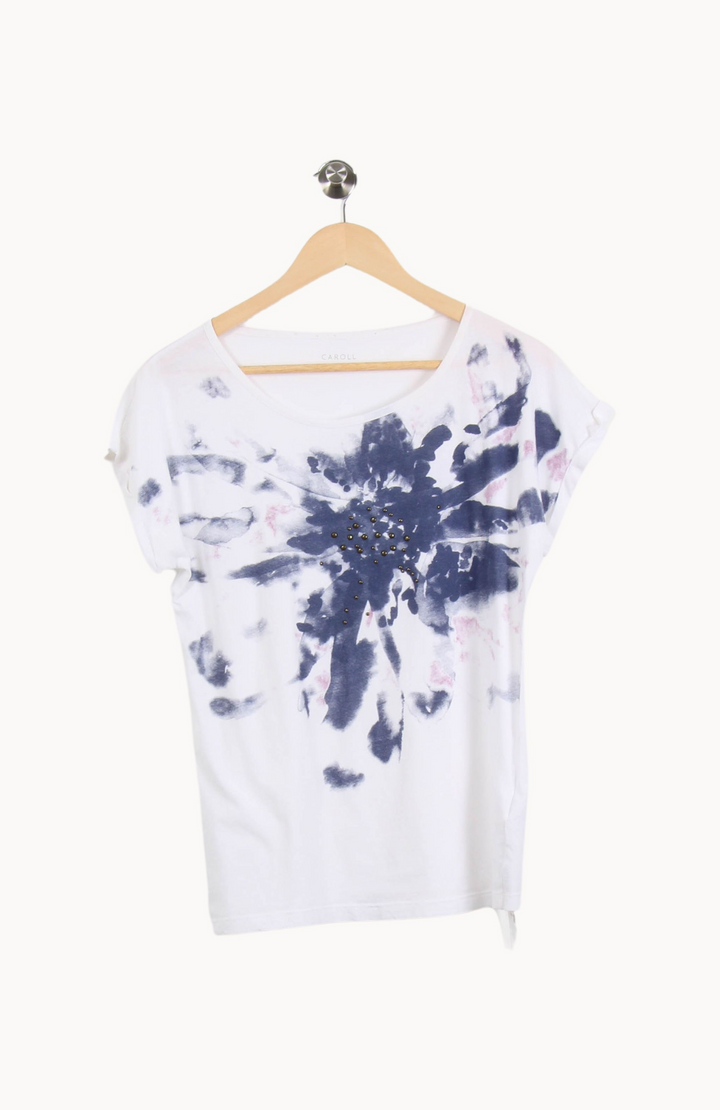 Tee-shirt Blanc et Bleu - Taille L/40 de la marque Caroll | PARAD52473 - Vendu par Paradigme - Image 2