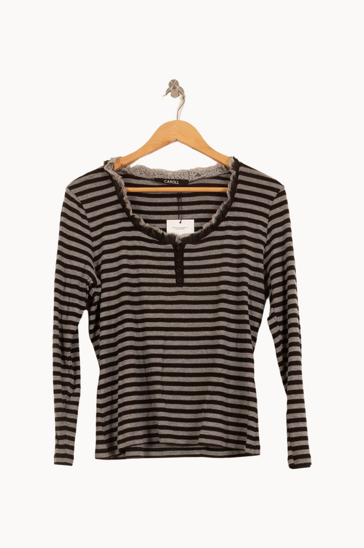 Tee-shirt Rayé Noir et Gris - Taille XXXL/46 de la marque Caroll | PARAD55346 - Vendu par Paradigme - Image 2
