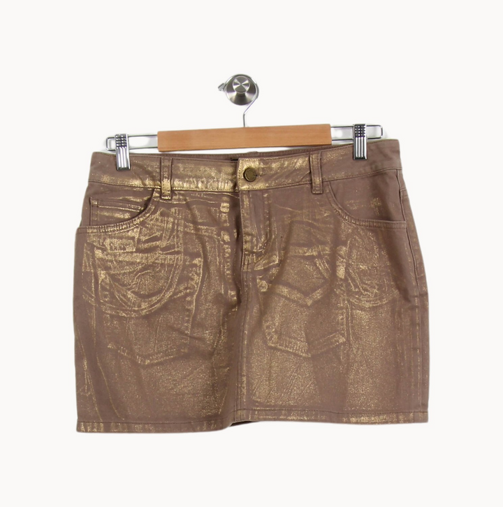 Jupe Courte Marron et Doré - Taille L/40 de la marque Zadig&Voltaire | PARAD46180 - Vendu par Paradigme - Image 2