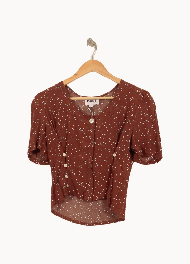 Blouse Marron et Blanche - Taille XS/34 de la marque Rouje | PARAD63988 - Vendu par Paradigme - Image 2