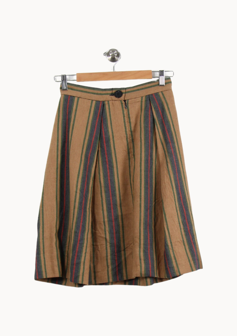 Jupe Courte Rayée Marron et Vert - Taille S/36 de la marque Ines de la Fressange Paris | PARAD69018 - Vendu par Paradigme - Image 2