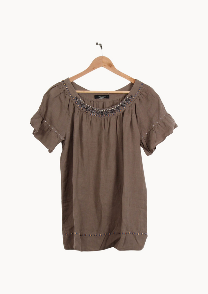 Blouse Beige - Taille L/40 de la marque Max Mara | PARAD53724 - Vendu par Paradigme - Image 2