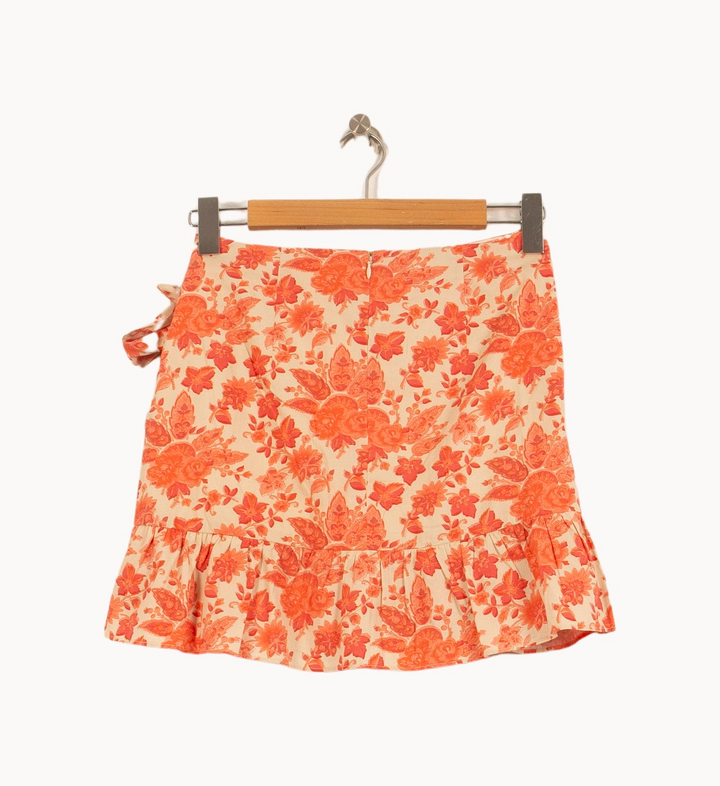 Jupe Portefeuille Orange et Écru - Taille S/36 de la marque Sézane | PARAD65068 - Vendu par Paradigme - Image 4
