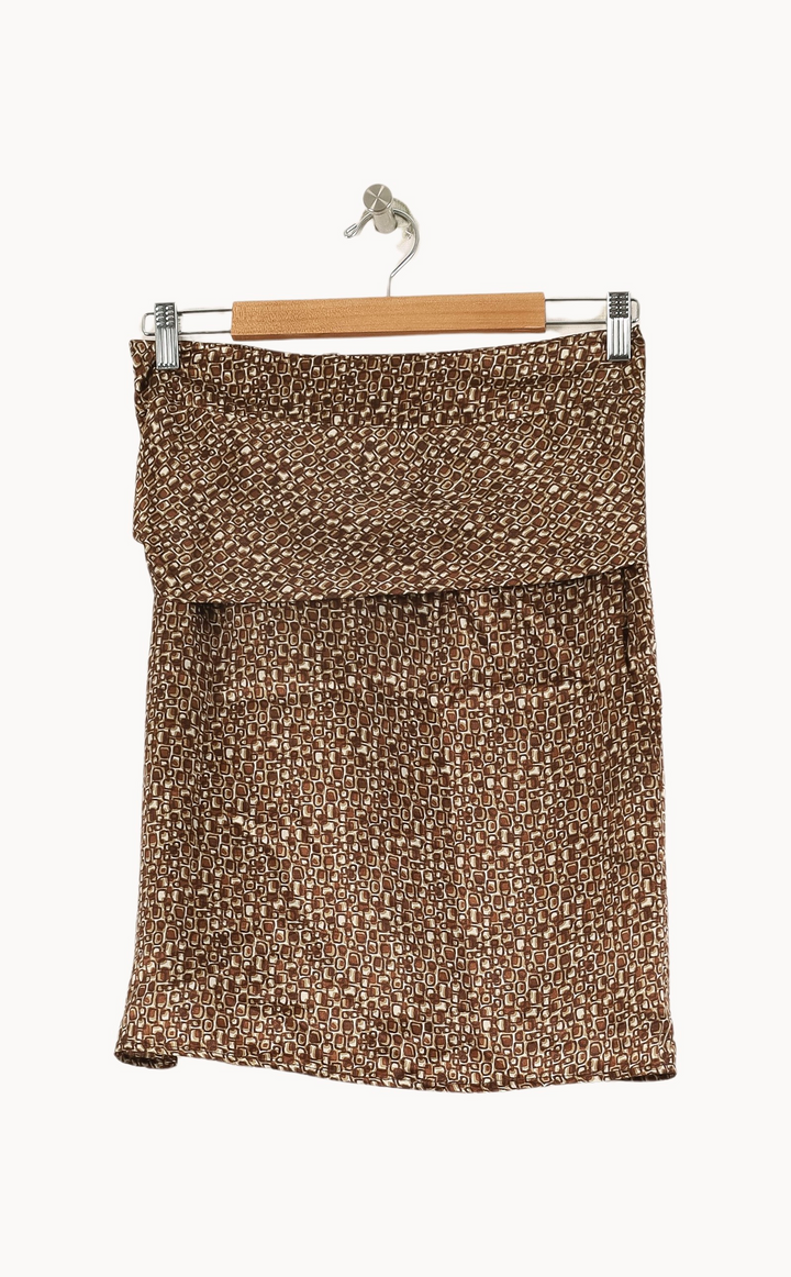 Jupe Portefeuille Marron et Beige - Taille M/38 de la marque IKKS | PARAD52203 - Vendu par Paradigme - Image 4