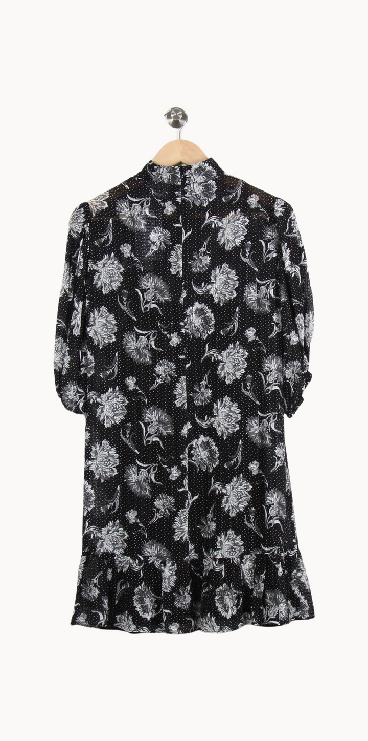 Robe Fleurie Noire et Blanche - Taille S/36 de la marque The Kooples | PARAD65057 - Vendu par Paradigme - Image 4