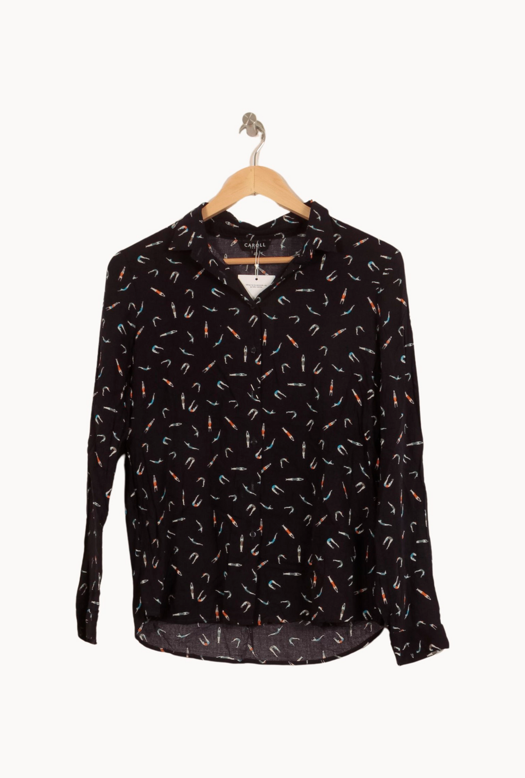 Chemise Noire à Motifs - Taille L/40 de la marque Caroll | PARAD63868 - Vendu par Paradigme - Image 2