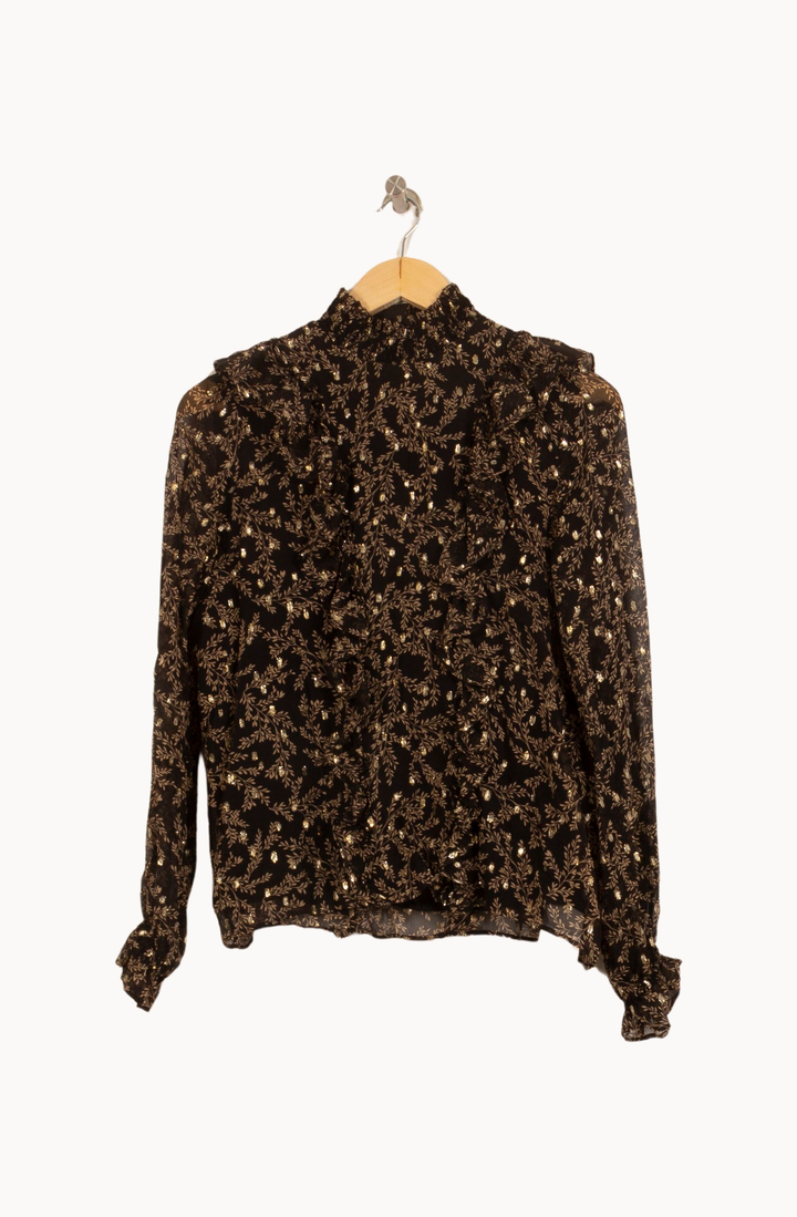 Blouse Noire et Dorée - Taille S/36 de la marque Sézane | PARAD50157 - Vendu par Paradigme - Image 2