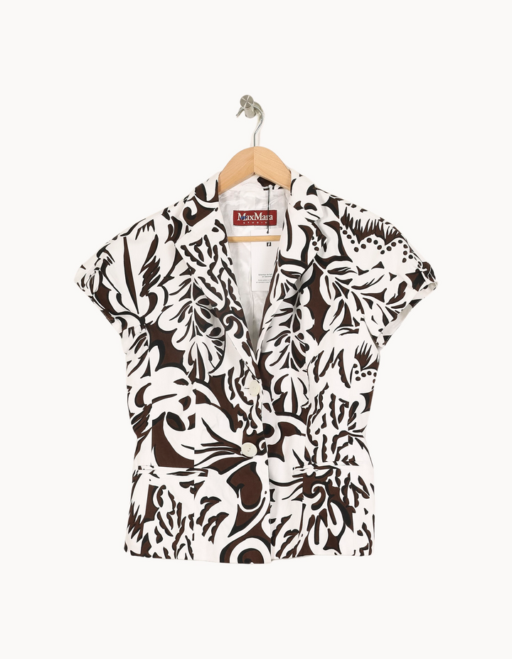 Veste Blanche et Marron - Taille S/36 de la marque Max Mara | PARAD45311 - Vendu par Paradigme - Image 2