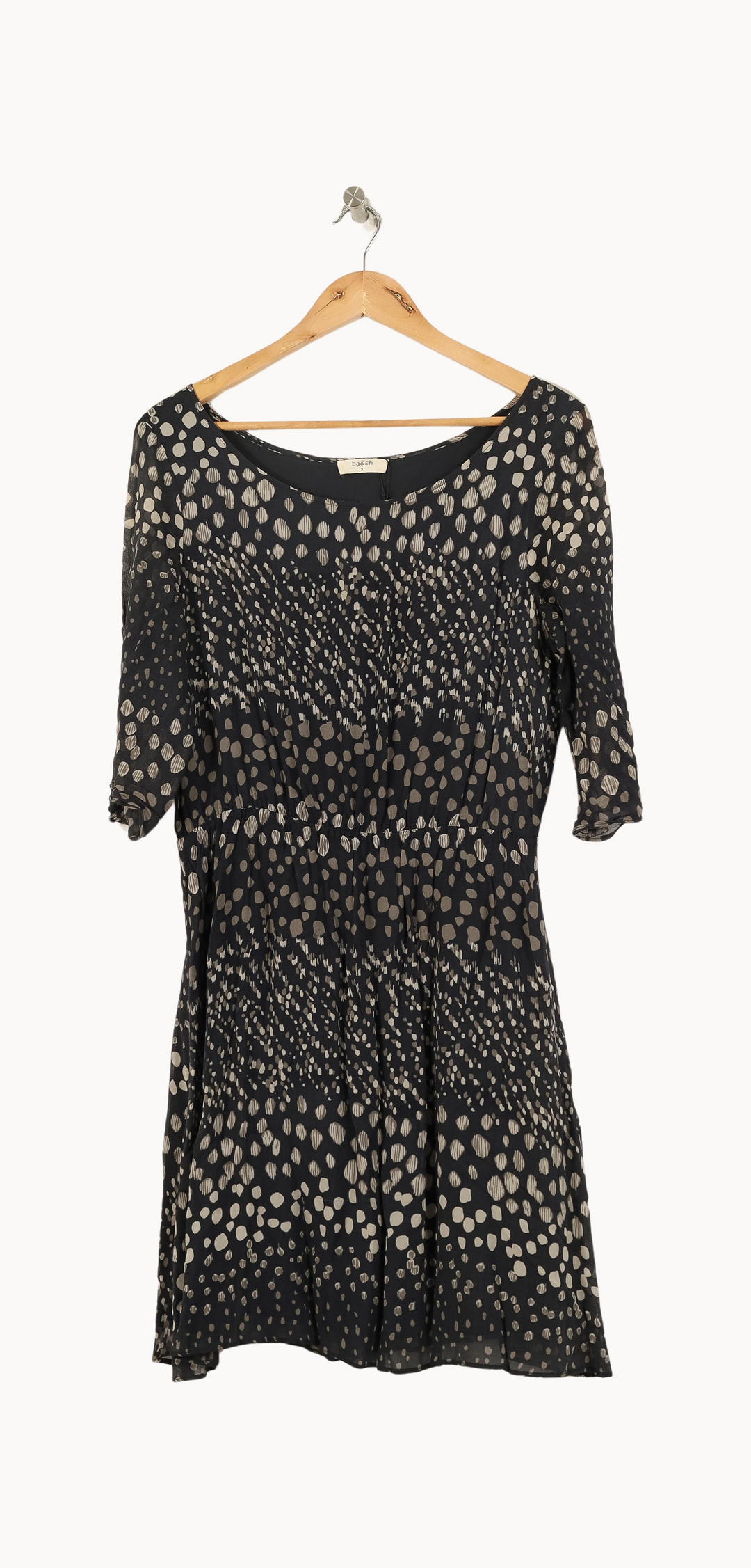 Robe Midi Noire et Beige - Taille L/40 de la marque ba&sh | PARAD52212 - Vendu par Paradigme - Image 2