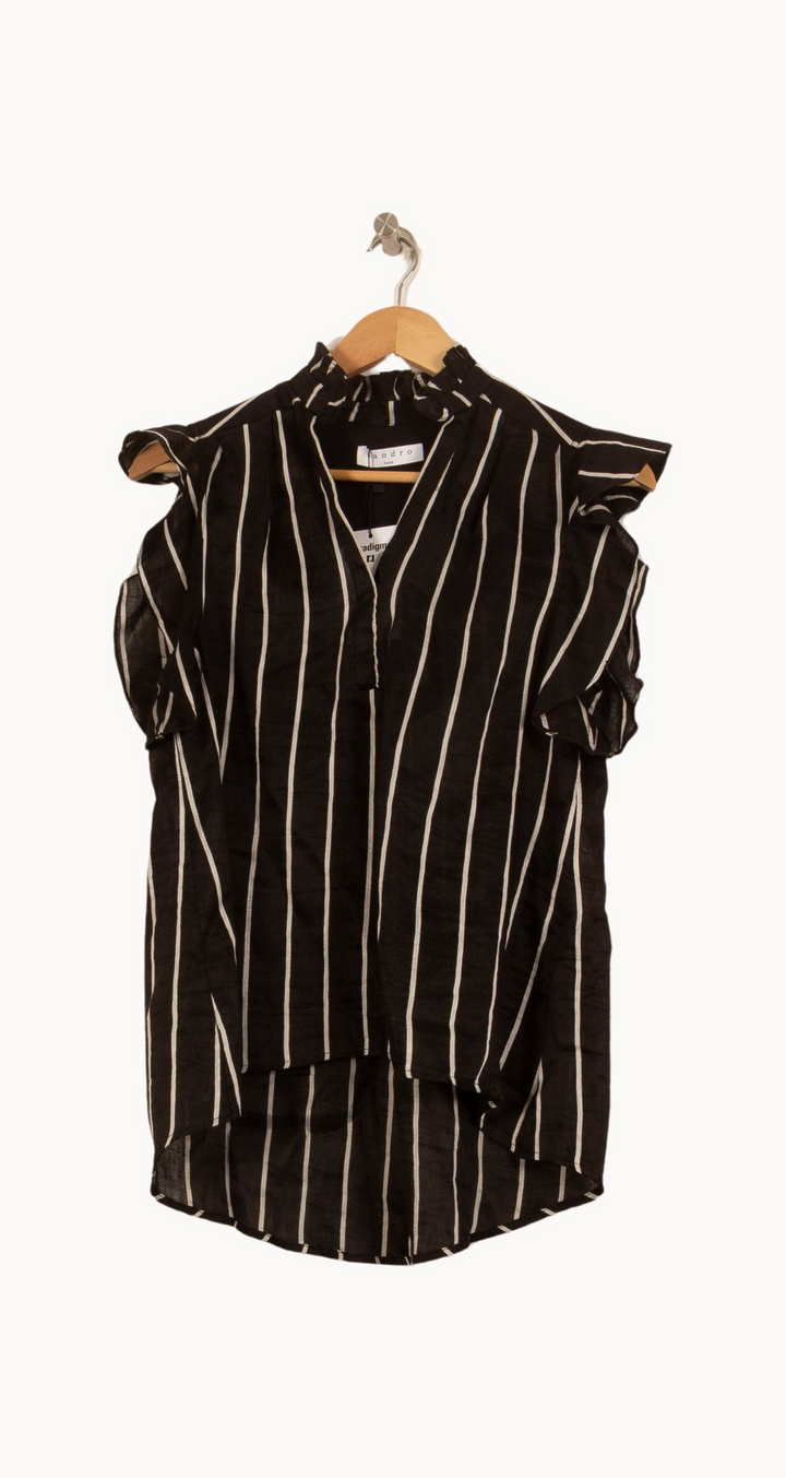 Blouse Noire et Blanche - Taille S/36 de la marque Sandro | PARAD38016 - Vendu par Paradigme - Image 2