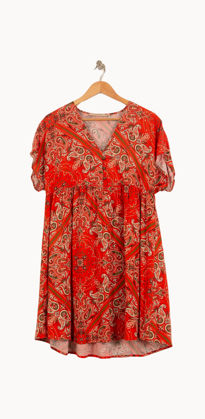 Robe Rouge et Beige - Taille XL/42 de la marque La Fée Maraboutée | PARAD64946 - Vendu par Paradigme - Image 2