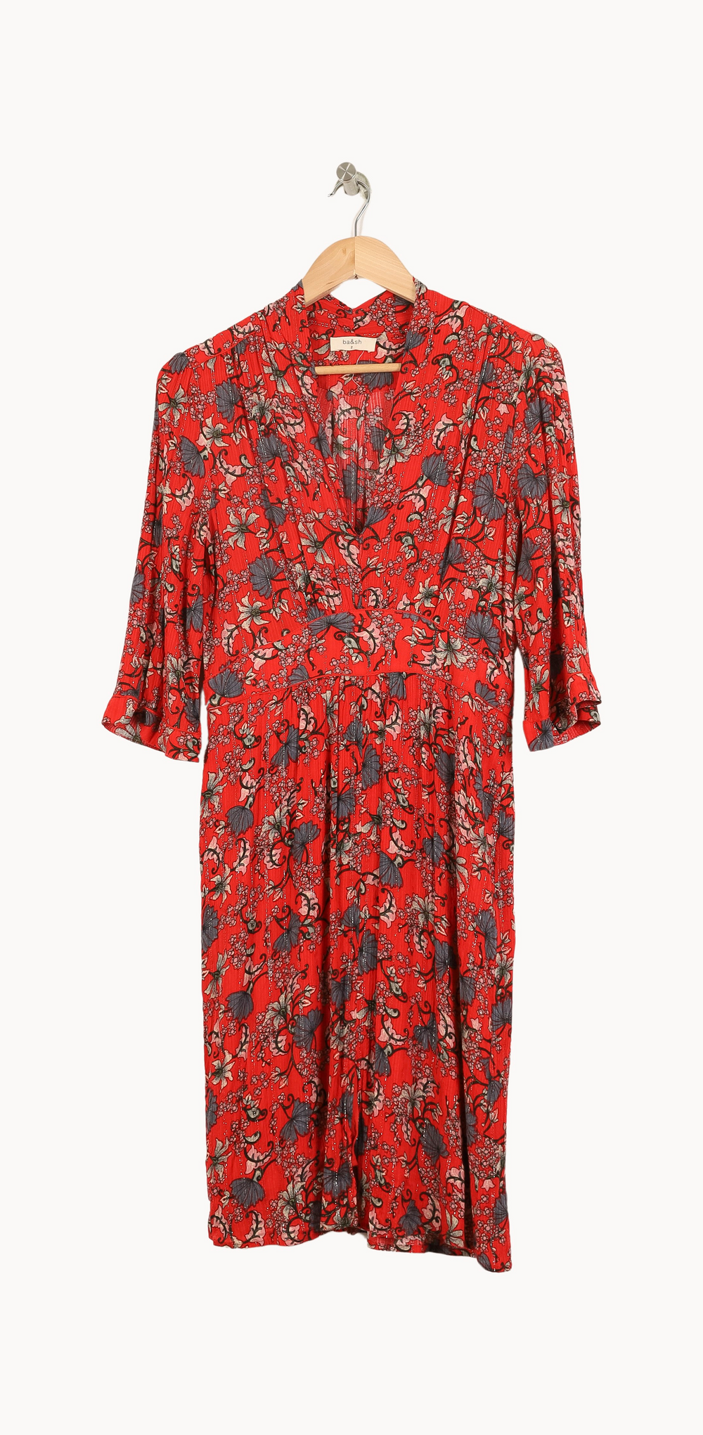 Robe Fleurie Rouge et Noire - Taille M/38 de la marque ba&sh | PARAD69104 - Vendu par Paradigme - Image 2