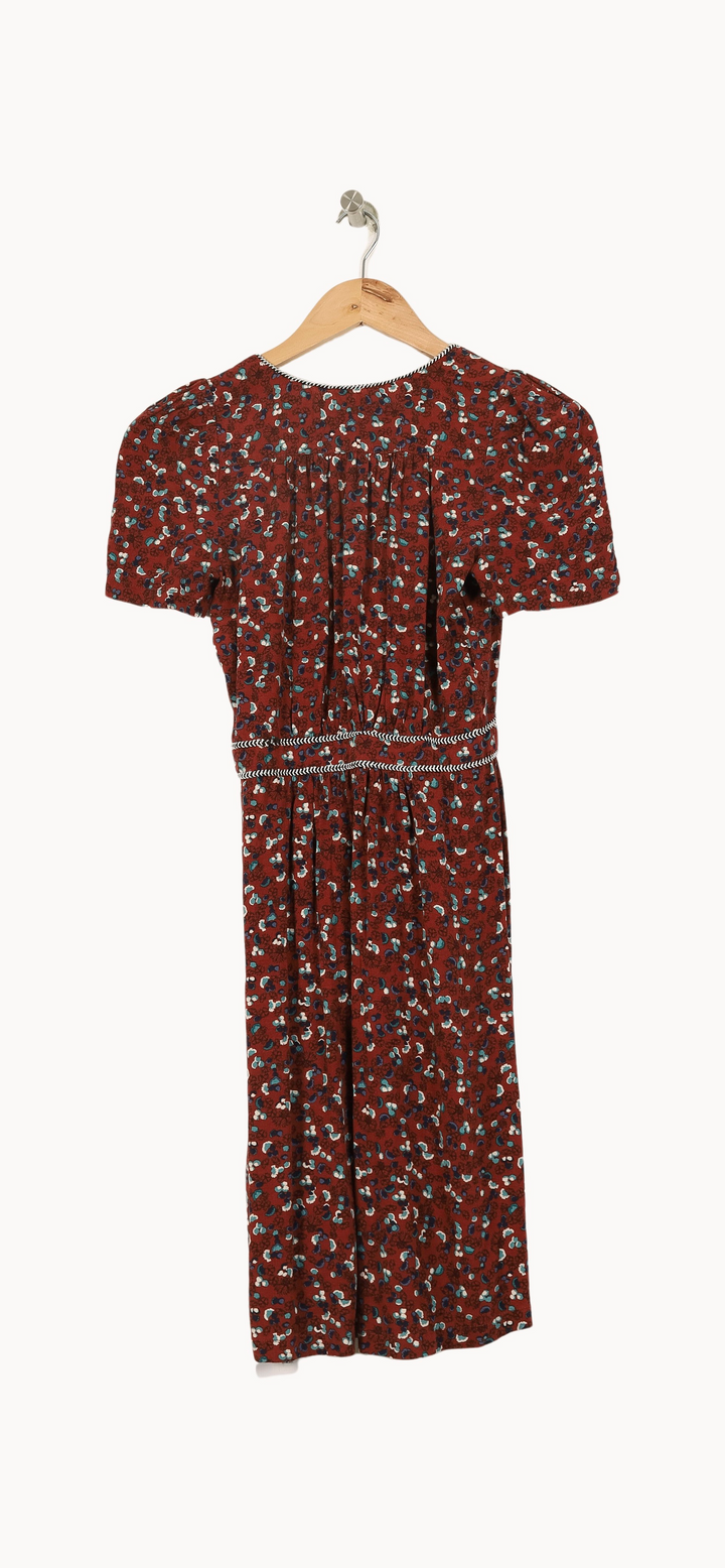 Robe Fleurie Bordeaux et Bleu - Taille XS/34 de la marque Sessùn | PARAD66787 - Vendu par Paradigme - Image 4