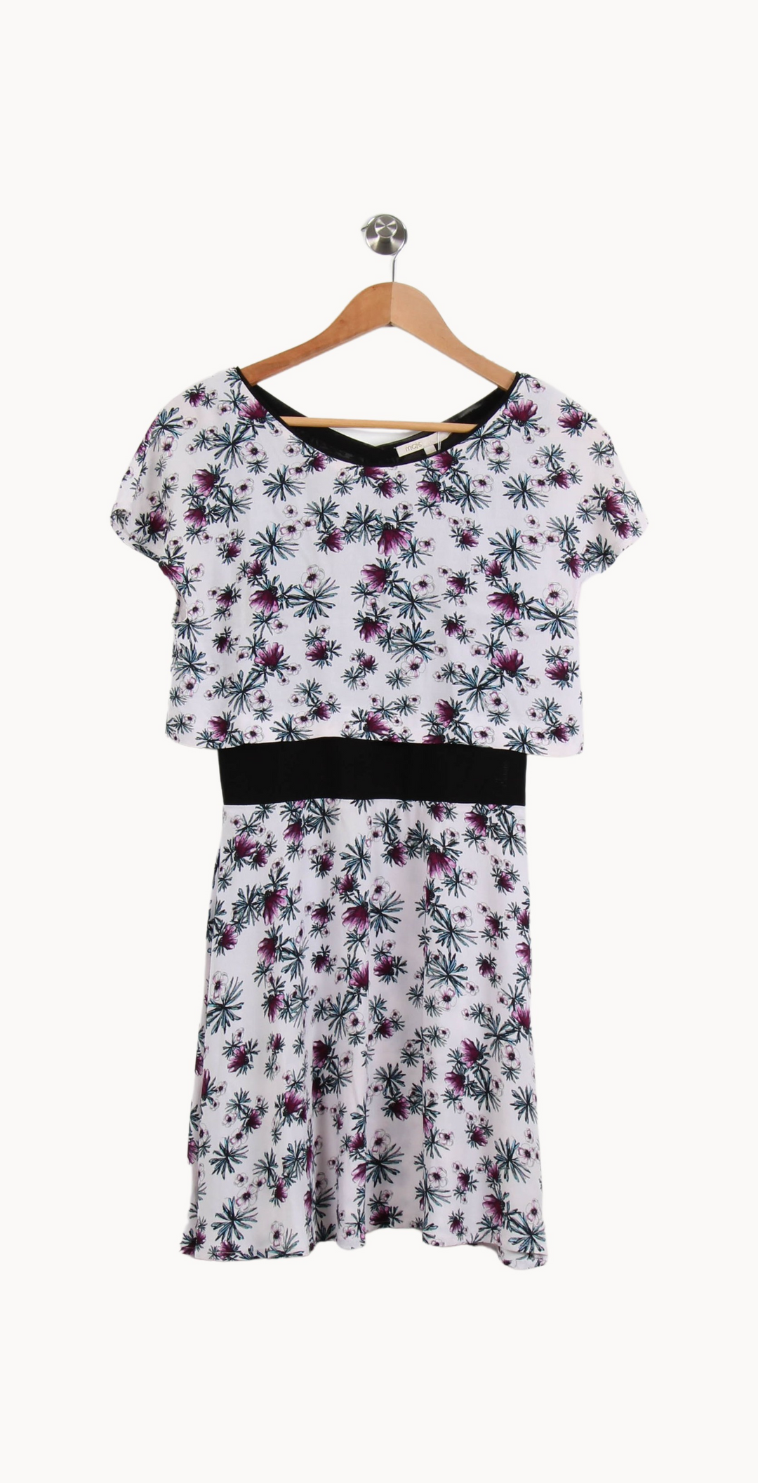 Robe Fleurie Blanche et Noire - Taille S/36 de la marque Maje | PARAD67149 - Vendu par Paradigme - Image 2