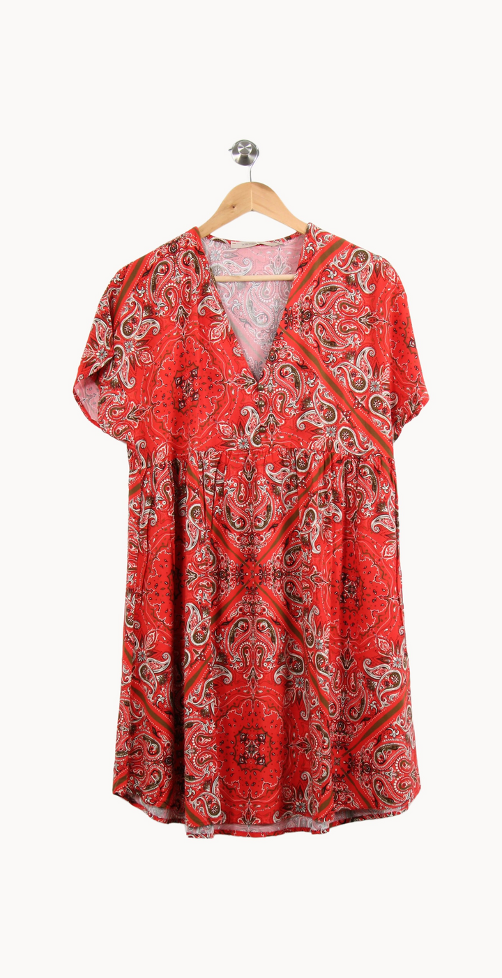 Robe Courte Orange et Blanche - Taille L/40 de la marque La Fée Maraboutée | PARAD64201 - Vendu par Paradigme - Image 2