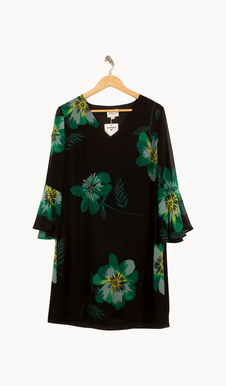 Robe Fleurie Noire et Verte - Taille M/38 de la marque Maison 123 | PARAD65063 - Vendu par Paradigme - Image 2
