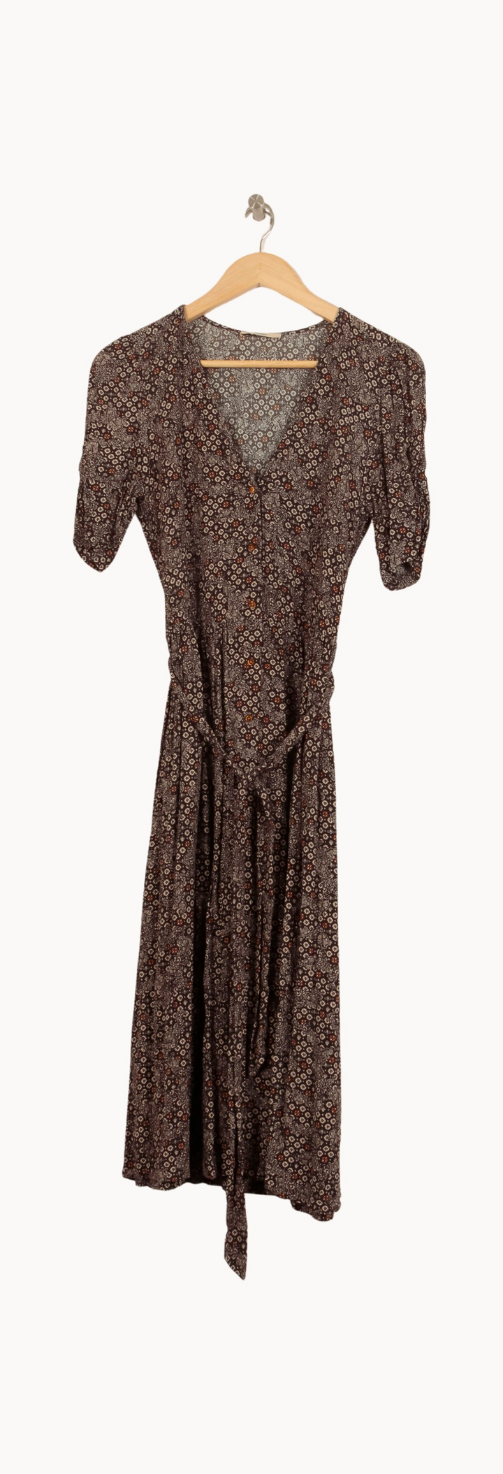 Robe Midi Imprimée Marron et Blanc - Taille L/40 de la marque Sessùn | PARAD63939 - Vendu par Paradigme - Image 2