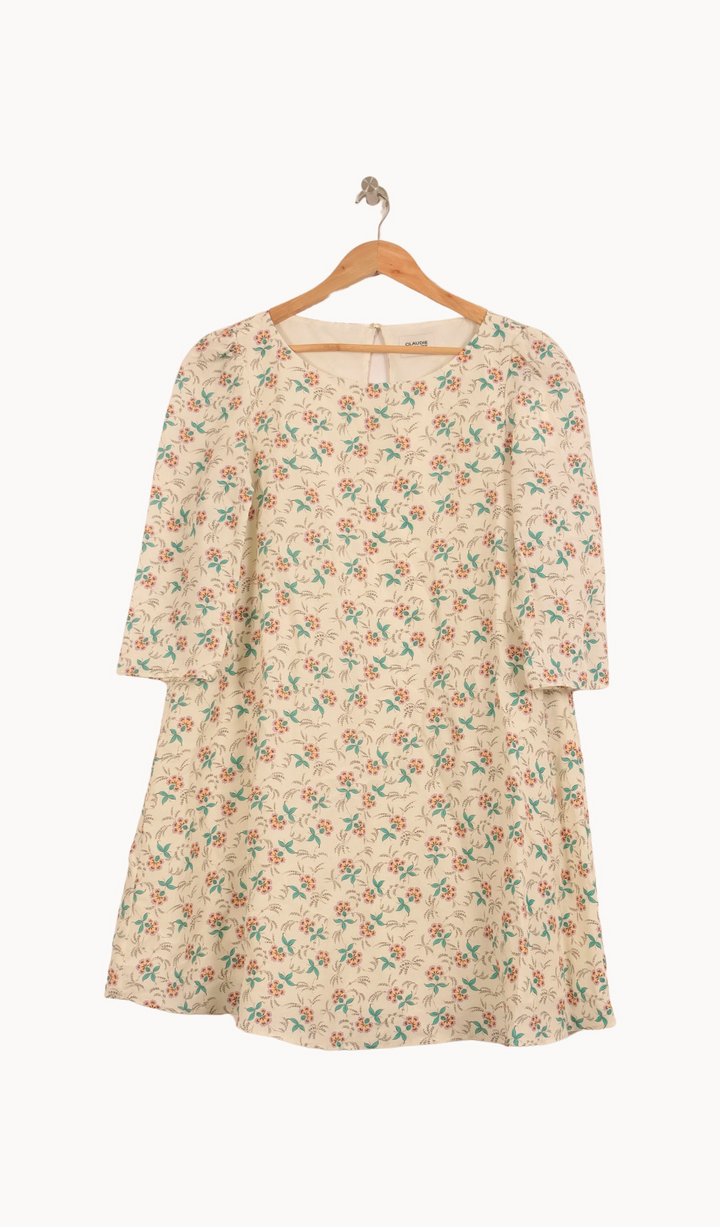 Robe Évasée Beige à Fleurs - Taille S/36 de la marque Claudie Pierlot | PARAD63757 - Vendu par Paradigme - Image 2