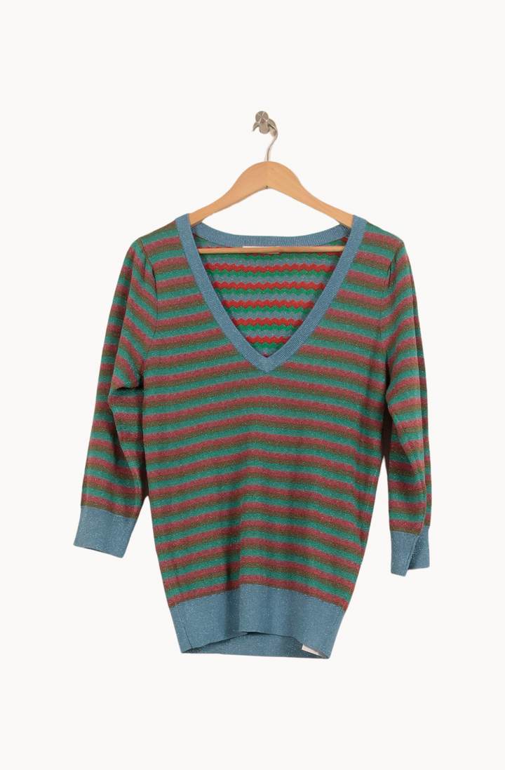 Pull Rayé Vert et Rouge - Taille L/40 de la marque ZAPA | PARAD63876 - Vendu par Paradigme - Image 2