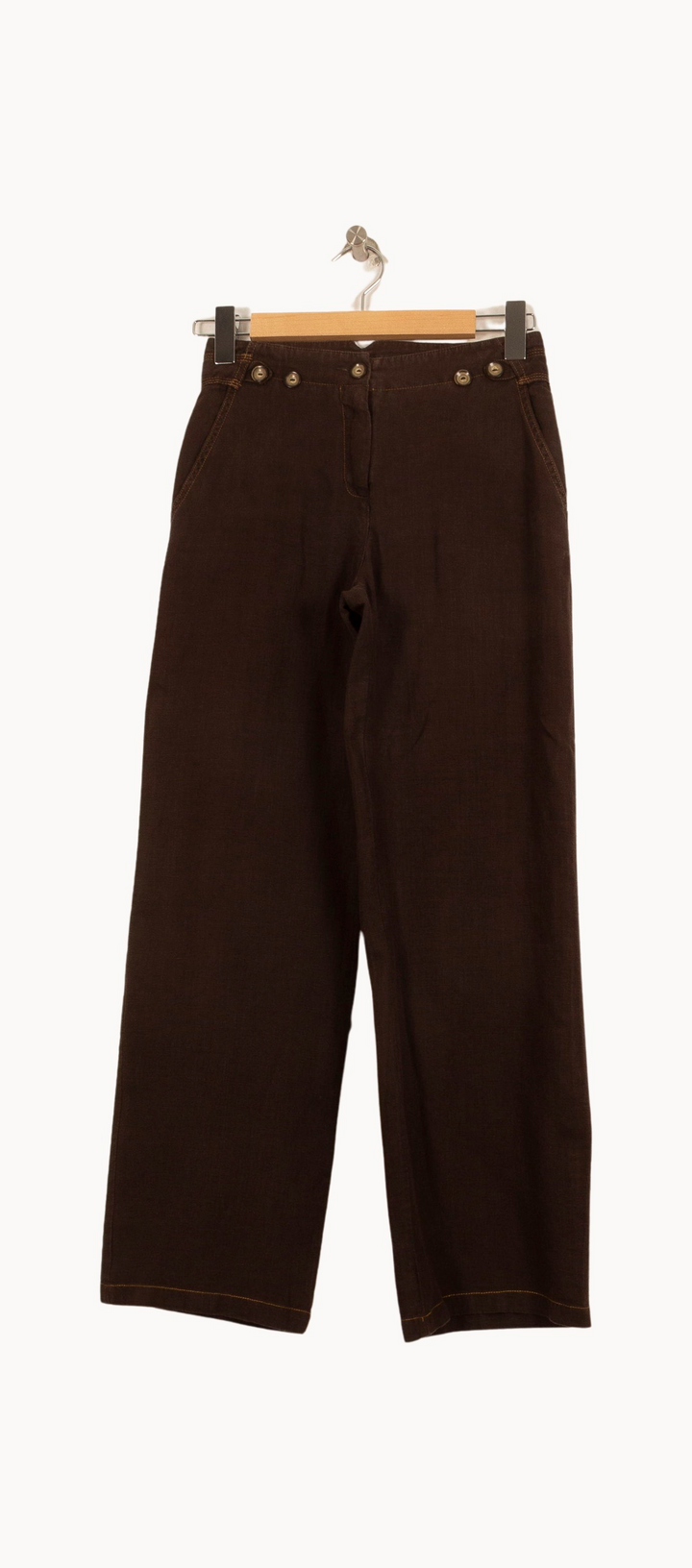 Pantalon Large Marron - Taille S/36 de la marque Caroll | PARAD39885 - Vendu par Paradigme - Image 2