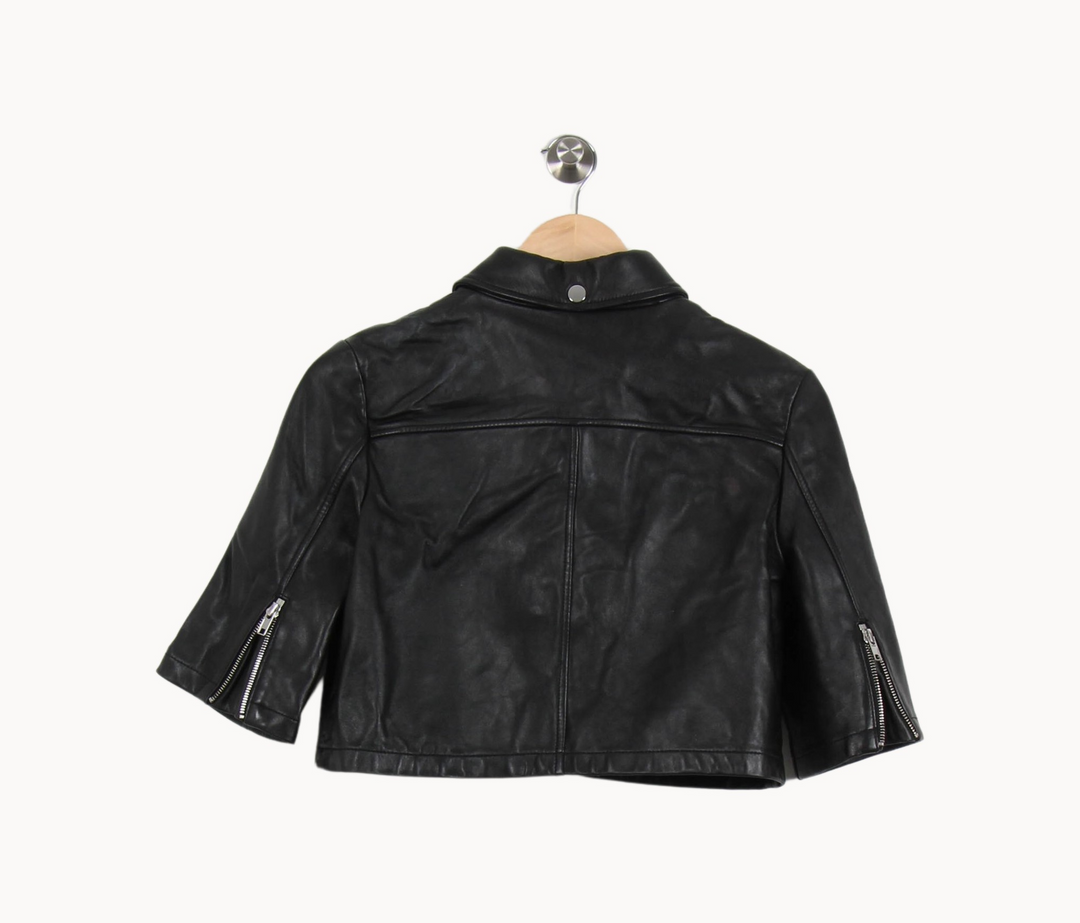 Blouson en Cuir Noir - Taille L/40 de la marque Maje | PARAD46172 - Vendu par Paradigme - Image 4